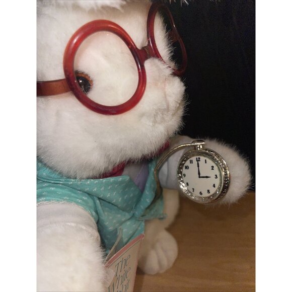 "The White Rabbit" Plush Stuffed Toy With Red Glasses & Pocket Watch - Picture 3 of 11